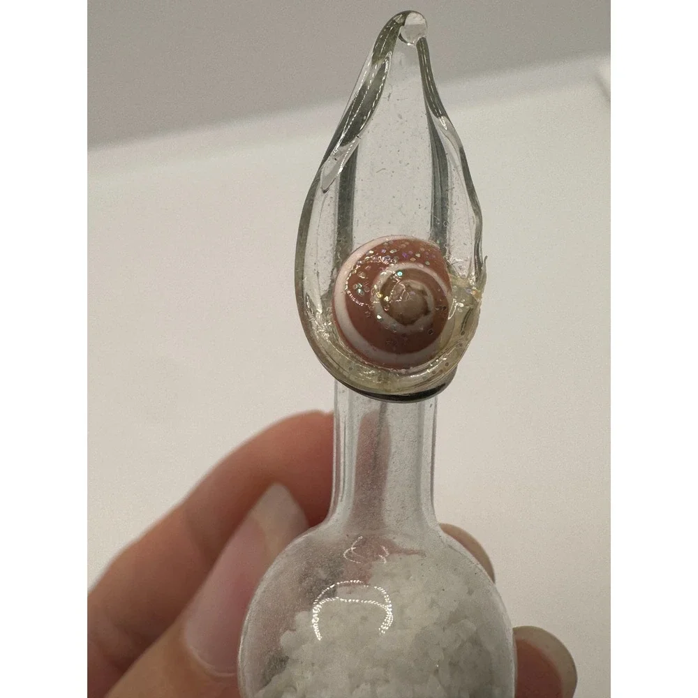 Vintage Glass Vial Beach Sand Seashell Stick Pin Nautical Lapel Brooch Silver